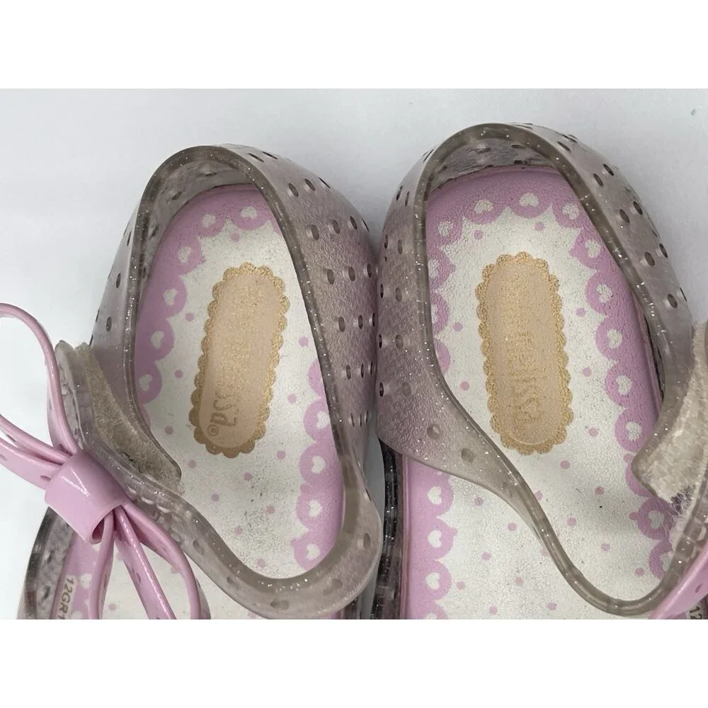 Mini Melissa Kids‎ Girls Mary Jane Size 6 Clear Glitter Pink Bow Jelly Shoes